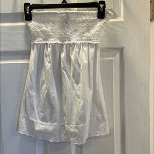 So Wear It Declare It White Strapless Swim Coverup with Eyelit Trim